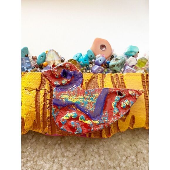 Tucson Santa Fe Accent Mirror Yellow Pueblo Sun Artisan Handmade Wall Boho - Picture 8 of 11